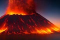 Volcano eruption. Landscape with powerful fiery lava Royalty Free Stock Photo