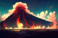 Volcano Eruption, lava flow, explosion Royalty Free Stock Photo
