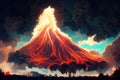 Volcano Eruption, lava flow, explosion Royalty Free Stock Photo