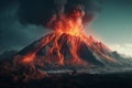 Volcano eruption lava flow. Generate Ai Royalty Free Stock Photo