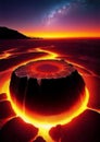 Volcano eruption with lava and magma from the vulcan cater Royalty Free Stock Photo