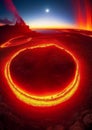 Volcano eruption with lava and magma from the vulcan cater