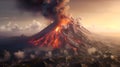 Volcano eruption scenery background . Created by generative AI