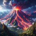 volcano eruption smoke clouds Royalty Free Stock Photo