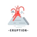 Volcano eruption vector icon in simple flat style. Natural disaster. Colorful illustration of dangerous situation