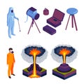 Volcano Eruptions And Volcanologist Isometric Icons Royalty Free Stock Photo