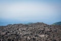 Volcano Etna view with lava stones