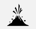 Volcano Eruption Icon Volcanic Activity Lava Active Erupt Vector Black White Icon Vector