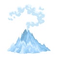 Volcano icon. Magma nature blowing up with smoke. An awakened vulcan activity, smoke element. Volcano eruption. Flat