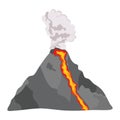 volcano illustration with smoke and magma