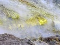 Sulfur fumaroles on Volcano, Aeolian Islands in the Tyrrhenian Sea Royalty Free Stock Photo