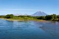 Volcano Koryaksy and river Avacha on Kamchatka.