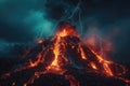 Volcano with lightning bolt Royalty Free Stock Photo