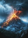 Volcano Lightning Bolt Eruption Royalty Free Stock Photo