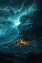 Volcano Lightning Erupation Royalty Free Stock Photo