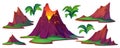 Volcano mountain eruption cartoon illustration