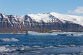 Volcano mountain over winter lake, Jakulsarlon glacier Iceland Royalty Free Stock Photo