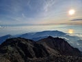 View from the top of Mount Rinjani on Lombok, Indonesia