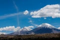 Volcano Parinacota and Pomerape snow top in Chile and Bolivia