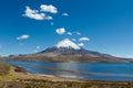 Volcano Parinacota snow top in Chile and Bolivia