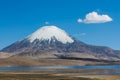 Volcano Parinacota snow top in Chile and Bolivia