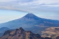 Volcano Popocatepetl erupt, trekking in Iztaccihuatl Popocatepetl National Park, Mexico Royalty Free Stock Photo