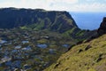 Volcano Rano Kau/ Rano Kao, the largest volcano crater in Rapa Nui Easter Island Royalty Free Stock Photo