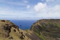 Volcano Rano Kau on Rapa Nui, Easter Island Royalty Free Stock Photo