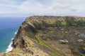 Volcano Rano Kau on Rapa Nui, Easter Island Royalty Free Stock Photo