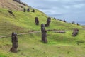 Volcano and Rano Raraku quarry, where most of the moai of Easter