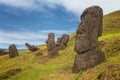 Volcano and Rano Raraku quarry, where most of the moai of Easter