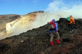 Volcano rim hikers