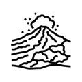 volcano rock landskape line icon vector illustration