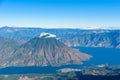 Volcano San Pedro at Lake Atitlan in highlands of Guatemala - Village Santiago and San Pedro you can see -  Aerial View Royalty Free Stock Photo