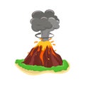 Volcano set vector illustration.