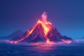 Active volcano erupting with lava flow natural wallpaper background Royalty Free Stock Photo