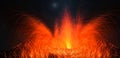 Volcano Stromboli with big eruption