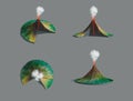 Volcano structure. Original hand painted illustration, 3d rendering