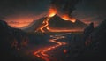 Volcano Trails, Showcasing The Unique Features Of Volcanic Landscapes. Generative AI