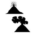 Volcano vector set of silhouettes.