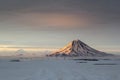 Volcano Vilyuchinsky during sunset. Kamchatka, Russia Royalty Free Stock Photo