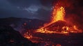 Volcano Erupts Lava Into the Air Royalty Free Stock Photo