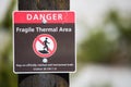 Volcano volcanic thermal danger sign - Yellowstone National Park Royalty Free Stock Photo