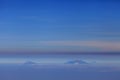 Volcanoes of Java in the clouds. Taken from the top of the volcano Lava Royalty Free Stock Photo