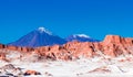 Volcanoes Licancabur and Juriques, Moon Valley, Atacama desert, Chile Royalty Free Stock Photo