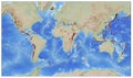 Volcanoes of the world. Mercator projection