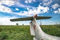 Volchansk, Ukraine - 18 June 2020: Close up of tail with red soviet star of old aircrafts