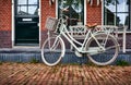 Volendam Amsterdam Netherlands. White retro bicycle