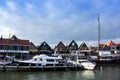 Volendam port seen from the water , The Netherlands Royalty Free Stock Photo