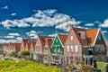 Volendam, Netherlands. Classic homes aligned along city street Royalty Free Stock Photo